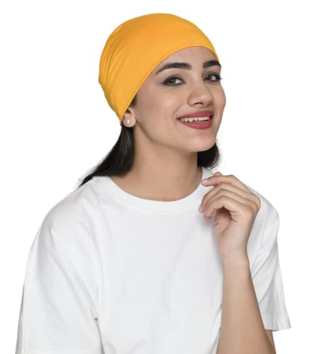 Image of The Headscarves Women Silky Soft Bamboo Viscose Sleep Cap for Hair Loss Chemo Headwear Skull Cap Free Size (Multicolor) (HS3 Multicolor)