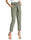 Picture of Women's Casual Soft Tie Elastic Waist Loose Stretch Pull-On Pants with Pockets Gray Green 2XL