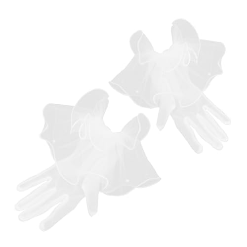 Didiseaon 1Pair Elegant White Tulle Gloves for Women Lightweight Sheer Evening Gloves for Weddings Tea Parties and Costumes Comfortable and Breathable Design with Meticulous Craftsmanship - Main Image