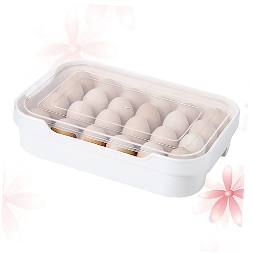 Hohopeti 収納 卵 個収納 プラスチックホルダーボックス 引き出しタイプ 通気性蓋付き キッチン用コンテナ ホワイト