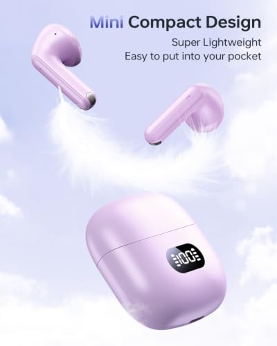 Image of KTGEE Wireless Earbuds Bluetooth 5.3 Headphones, 40Hrs Playback Stereo Ear Buds with LED Display Charging Case IPX7 Waterproof in-Ear Earphones with Mic for Phone Tablet Laptop Sports, Mauve