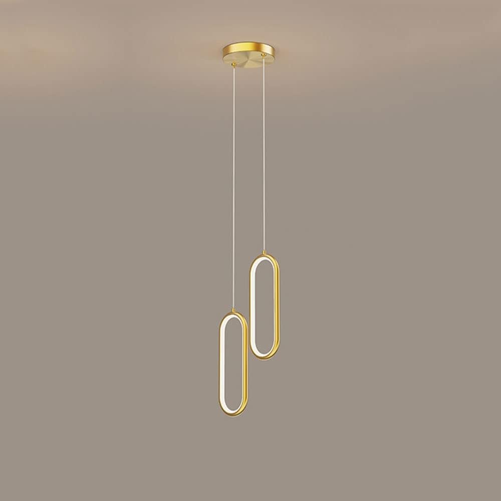 Lampy sufitowe, miedziana złota geometryczna lampa wisząca 2 pierścienie 16 W LED wisząca lampa kuchenna owalna nordycka nowoczesna czarna lampa sufitowa wisząca regulowana lampa wisząca do