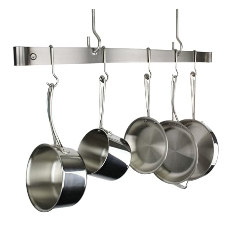 Enclume Premier 48-Inch Offset Hook Ceiling Bar Pot Rack, Stainless Steel -  PR1848 SS