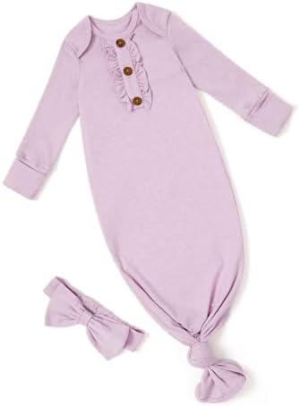 PATPAT Tencel & Wool Blend Baby Sleeper Gown for Newborn Boy Girl Infant, Knotted Sleep Sack as Premium Gift for Baby