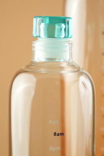 Image of Glass Water Bottle for Adults, Student Direct Drinking Freezer Safe, Leak Proof, Gym Travel On-The-Go Hotel-Style Design Borosilicate Glass Water Bottle With Time Marker (1000ML GREEN)