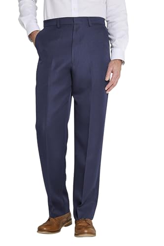 Chums Mens Formal Elasticated Trousers Comfort Fit Pants Smart Trousers for Men Navy 34W / 27L