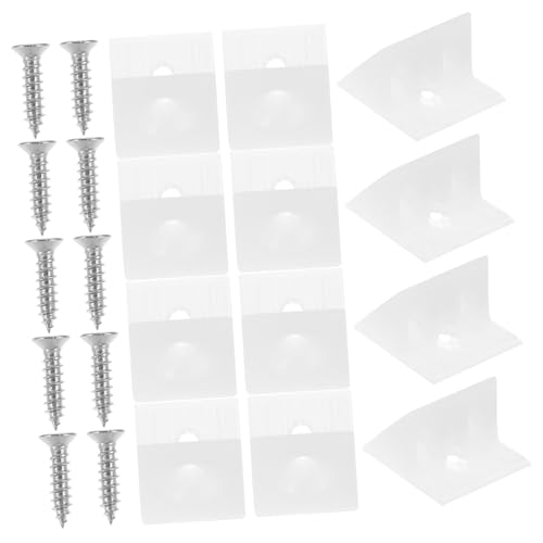 HOMSFOU Soportes De Ángulo Plástico Para Respaldo De Armario Con Tornillos Autoperforantes De Acero Inoxidable Diseño Inclinado De Unidades Para Fijación Segura y Rápida y Paredes