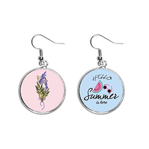 Pendientes lavanda azul planta de flor sandía verano pendientes de lóbulo