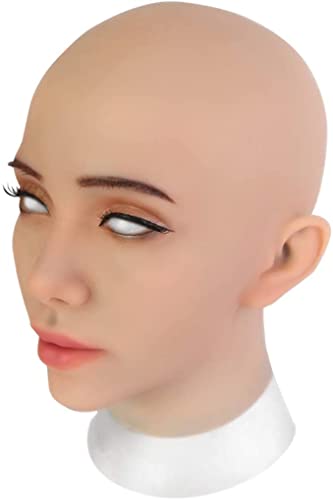 EQAIWUJIE Kathy Female fake Face Realistic Silicone fake Head for Crossdresser， Halloween Decoration, Parties, Fall Festival