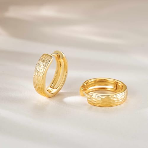 Eloqueen Gold Hoop Earrings 14K Gold Earrings for Women Chunky Earring Vintage Vibes with Timeless and Modern Shape Dainty Chunky Hoop Earring for Women Trendy 20mm4