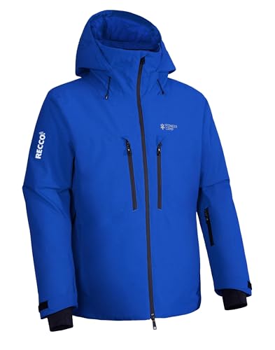 Pioneer Camp Men's Ski Jacket Waterproof Insulated Snowboard Gear Cold Weather Winter Warm Mountain Snow Coat(Bright Blue,M)