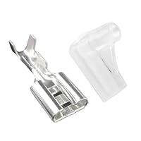 Laroal 100-teiliges Set 6,3 mm Crimp Terminal Flachstecker 90 Grad Winkel mit 100 Isolierhülsen passend für Diverse Geräteschalter