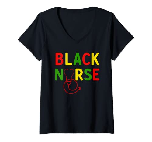 Femme Black Nurse Black History months for Black RN Nurse T-Shirt avec Col en V