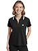 Eadflie Women's Scrub Tops - Cropped Zip-Front Polo Scrub Top - Medical Scrub Top with Chest Pocket, Pen Slot, Side Vents - (Black/XL)