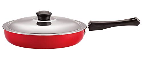 Image of Nirlon Aluminium Non Stick Frying pan with Stainless Steel Lid-24cm, 2 Litre,