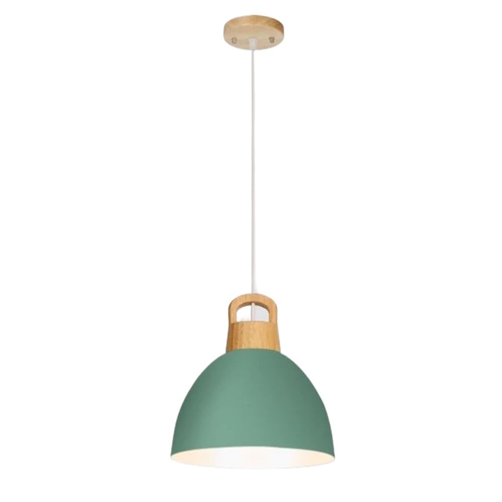 SYAXVOM Adjustable Pendant Lamp E26/E27 Ceiling Light Fixture with Colorful Green Lampshade - Retro Chandelier for Living Room, Bedroom, Dining, and Office(Green)