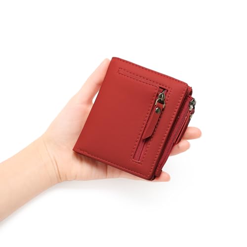 Image of GOIACII Small Women's Wallet Compact Bifold Credit Card Holder Mini Ladies Purse with 2 Zipper Coin Pockets
