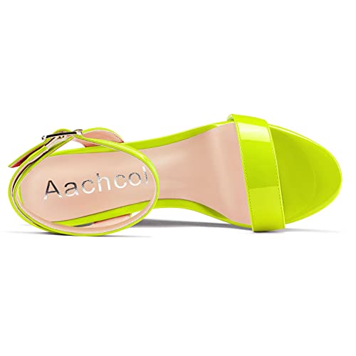 Image of Aachcol Women Platform Wedge Sandals Round Peep Open Toe Ankle Strap Slingback Two-Piece Chunky Block High Heel Dress Shoes Pumps Party Patent 4 Inch