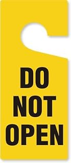 SmartSign Do Not Open Door Knob Hanger Tags | 3.75" x 8.875" Plastic Black on Yellow Claw Shaped Pack of 6, Made in USA