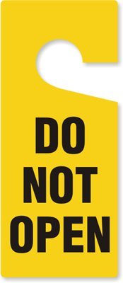 Smartsign Do Not Open Door Knob Hanger Tags | 3.75" X 8.875" Plastic Black On Yellow Claw Shaped Pack Of 6 #TOP25