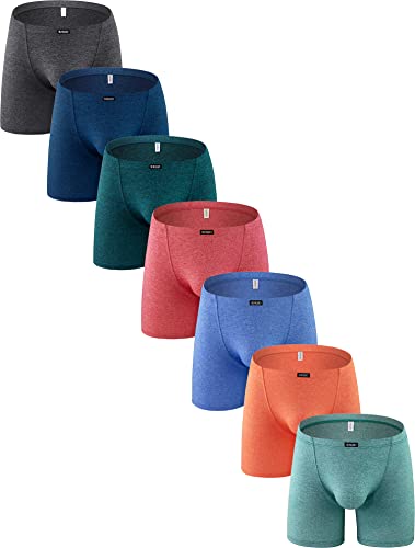 iKingsky Men's Long Leg Boxer Briefs Sexy Bulge Trunks No Ride Up Underwear Soft Men Underpanties