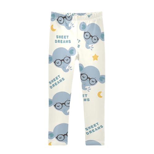 Elephant Sleep Girls Leggings,Workout Leggings for Girls Toddler Athletic Legging Size for 3-10T