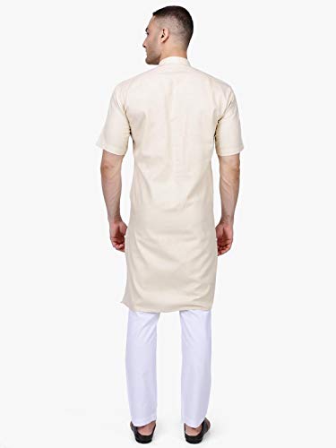 Image of Rajubhai Hargovindas Men's Premium Cotton Half Sleeve Solid Kurta
