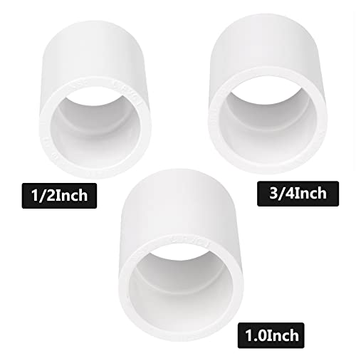 20 Pack 1/2\" PVC Pipe Coupling Adapter Pipe Fitting Connector (Socket x Socket), Furniture Build Grade SCH40 1/2 Inch PVC Pipe Slip Socket Connectors for Home or Industrial Use, White