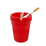 Ohleats Car Ashtray, Smokeless Smellproof Windproof Self-Extinguishing Auto Ashtray, Portable Mini Vehicle Cigarette Trash Can Fits Most Cup Holder for Home Office, Car Accessories (Red)