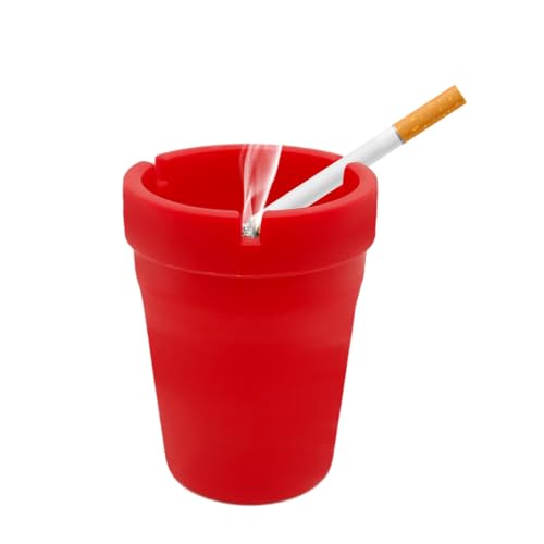 Ohleats Car Ashtray, Smokeless Self-Extinguishing Cup, Red