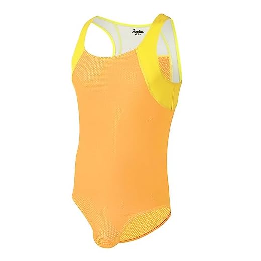 YUFEIDA Men's Athletic Supporters Breathable Bodysuit Active Base Layers Slim Fit Wrestling Jumpsuit One Piece Singlet Yellow