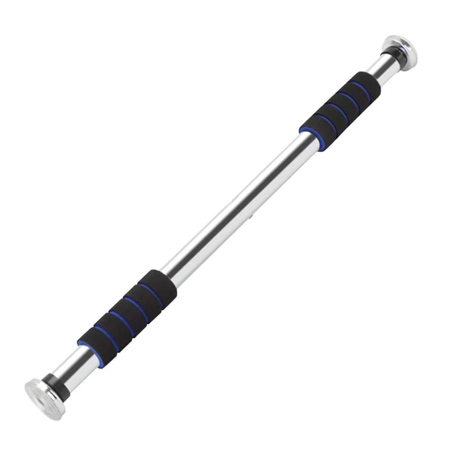 Barra de Porta Ajustável para Flexão com Empunhadura de Espuma, Cromada, Kit com 3 Faixas