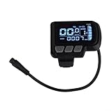 E-Bike LCD Display 24V 36V 48V mit 6 Pin Schnittstellenkabel für 02OMD Controller Wasserdicht ABS Körper Klar Geschwindigkeit Batterie Meter Fit 22,2 mm Lenker Schwarz Einheit