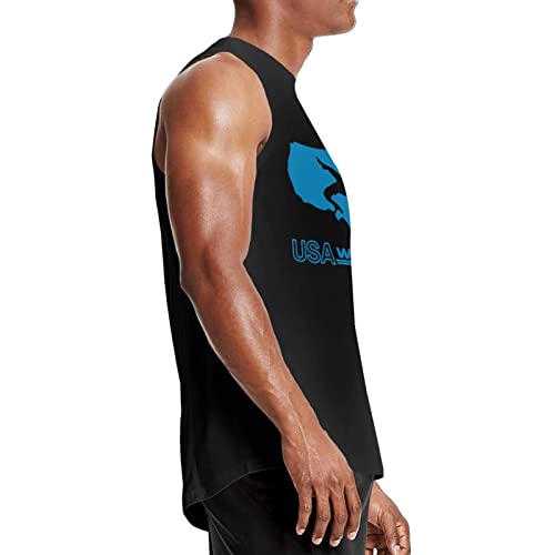 Cxcplxk American Wrestling Men's Sleeveless T-Shirt Sport Bodybuilding Tank Top Shirts Muscle Workout Vest Medium Black #TOP2