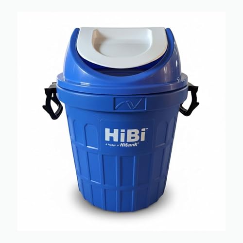 Image of HiBi Swing Lid 50 Litre Blue Dustbin - Large Outdoor Waste Bin | Heavy Duty Garbage Container | Durable Plastic Trash Can for Home, Office, Hospitals, Public Areas (Blue Colour)