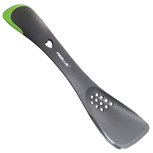 Aeelue Kitchen Utensil 5 in 1 Multifunctional Nonstick Cutter, Turner, Colander, Soup Spoon, Spatula, Green