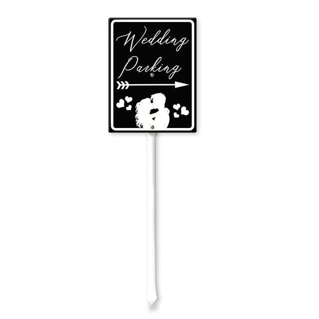 Geroclonup Wedding Parking Yard Sign with Stake Right Arrow Sign 17.5x22cm Aluminum Outdoor Decoration Sign Rustproof Sturdy Aluminum Sign for Outdoor Use Easy Install Set of 1