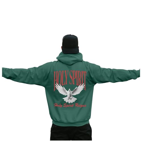 Image of Sweater Men Lightweight Quarter Zip Pullover Men Embroidered Polo Shirts Mens Fall Jackets with Hood Tweed Jacket Fishing Hoodie Funny Christmas Jumpers Men Men's Sheepskin Coats （Dark Green, XXXL