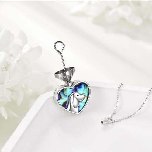 VONALA Dog Urn Necklaces for Ashes 925 Sterling Silver Abalone Shell Heart Pendant Keepsake Necklace Cremation Jewellery Memorial Gifts for Women Girls - Image 3