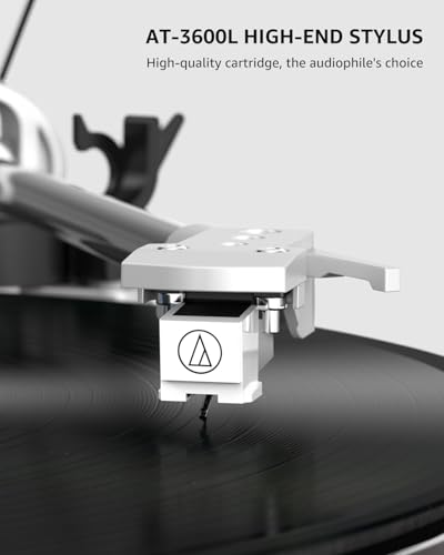 Image of Record Player Turntable Wireless Output Vintage Vinyl Player Aluminium Platter Carbon Fiber Tonearm Belt-Drive 33 45 RPM Phono Audio AT-3600L MM Cartridge RCA Line Anti-Skate Pitch Control Walnut Red