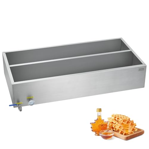 Image of VEVOR Maple Syrup Evaporator Pan, 47 Gal, 48 x 24 x 9.5 Inch Maple Syrup, 304 Stainless Steel Maple Syrup Pan, Evaporator Pan with 1 Valve and 3 Heating Methods, for Home, Outdoor