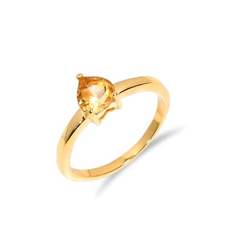 Bague en argent cœur citrine jaune naturelle facettée pour femme