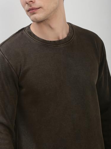 Image of SHOWOFFFF Men Solid Pullover Sweatshirt | Round Neck Full Sleeves Cotton Sweatshirt's for Mens | Slim Fit Regular Length Sweatshirts for Men's