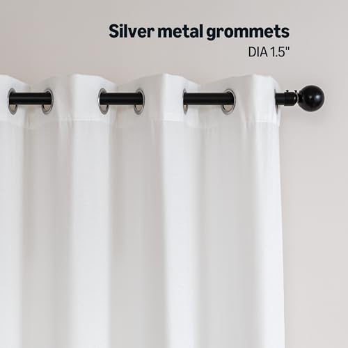 Image of Amazon Basics Chenille Room Darkening Curtains, Light Filtering Window Drapes for Bedroom and Living Room, 2-Panel Set with Grommets, 52 inch W x 95 inch L, White Diamond