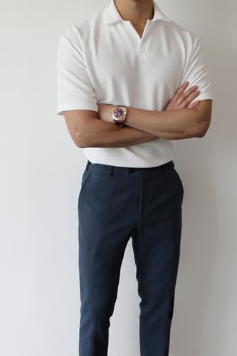 Image of GINGTTO Linen Pants Men Slim Fit Elastic Waistband Lightweight Summer Beach Fashion Casual Pant