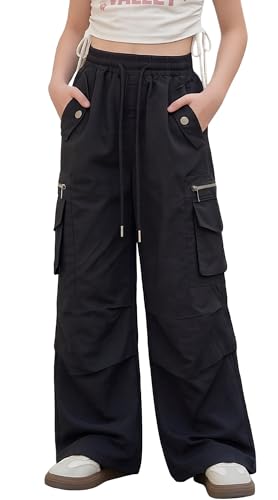 Pantalones cargo para niñas con cintura elástica de secado rápido y multibolsillos