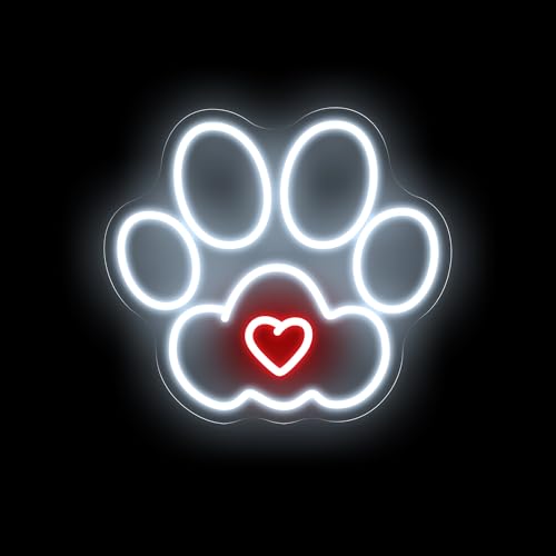 Image of Paw Neon Sign Animals Paw Print Custom Neon Sign Led Light Wall Decor Pets Shop Neon Sign Pets Shop Decor Birthday Gift for Pets Lover, 13 inchx13 inch