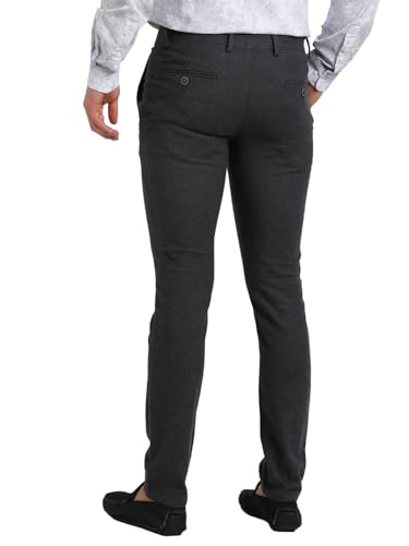 Image of Turtle Men Cotton Stretch Narrow Fit Charcoal Checkered Flat Front Casual Trouser || Pant || Men's Trouser