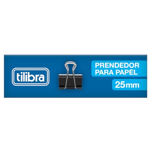 Tilibra - Prendedor para Papel 25 mm, Preto, Caixa com 12 Unidades