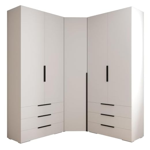 ABIKSMEBLE Set di mobili Inova 1 - Armadio moderno - per camera da letto, soggiorno, ingresso, cameretta - Mobile contenitoreper Vestirsi - 236,7x281,7x47cm - Bianco, Nero